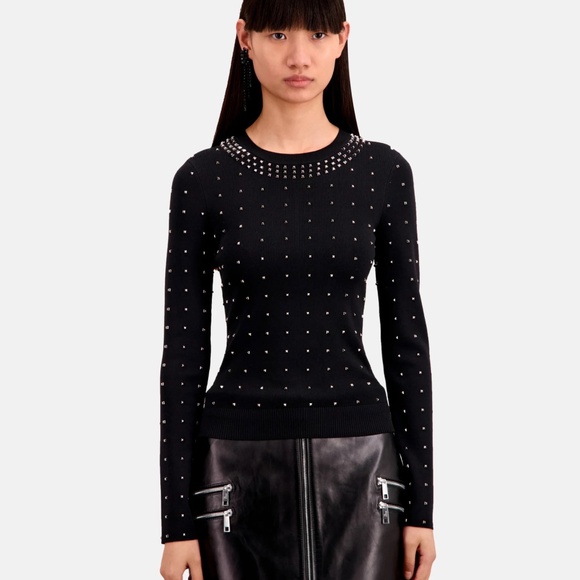 The Kooples Sweaters - 🖤🌟 NWT The Kooples Stud-Embellished Stretch-Knit Sweater | Rock Chic Essential